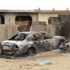 A car that was burnt during the crackdown in Nigeria on the extremist Islamist group known as Boko Haram in July 2011.