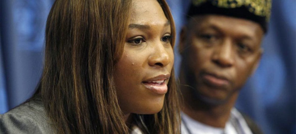 La star de tennis Serena Williams au siège de l'ONU en 2006.