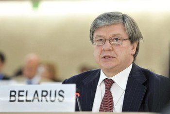 Amb. Mikhail Khvostov of Belarus addresses the 18th session of the Human Rights Council in Geneva