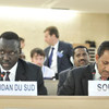 Amb. Francis Nazario (left) of South Sudan and Amb. Abdel Rahman Dhirar of Sudan at the Human Rights Council