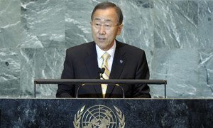 Secretary-General Ban Ki-moon addresses world leaders gathering for the high-level debate of the 66th General Assembly Session