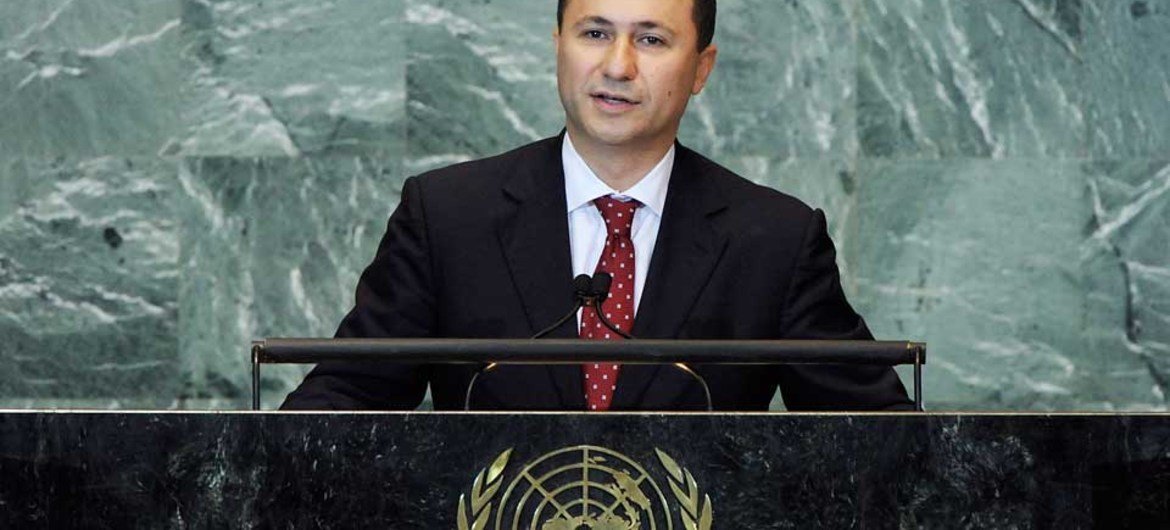 Nikola Gruevski, Prime Minister of the former Yugoslav Republic of Macedonia, addresses the general debate