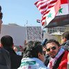 Des manifestants syriens.
