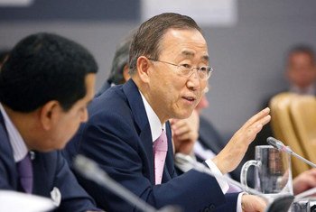 Secretary-General Ban Ki-moon (right) addresses UN-ASEAN meeting. At left is Nassir Abdulaziz Al-Nasser, President of the General Assembly