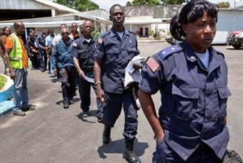 Liberian National Police prepare for deployment to various parts of the country for national elections to be held on 11 October 2011