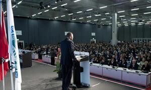 Secretary-General Ban Ki-moon (at podium) opens 125th Assembly of the Inter-Parliamentary Union in Bern, Switzerland