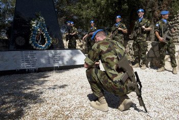 Irish peacekeepers honour their 47 fallen comrades at a memorial in Tibnin, south Lebanon, at the start of a new mission with UNIFIL