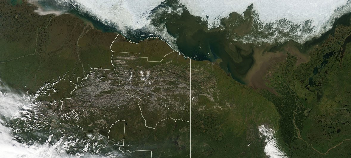 Imagen de satélite del Refugio Nacional de Vida Silvestre del Ártico. 