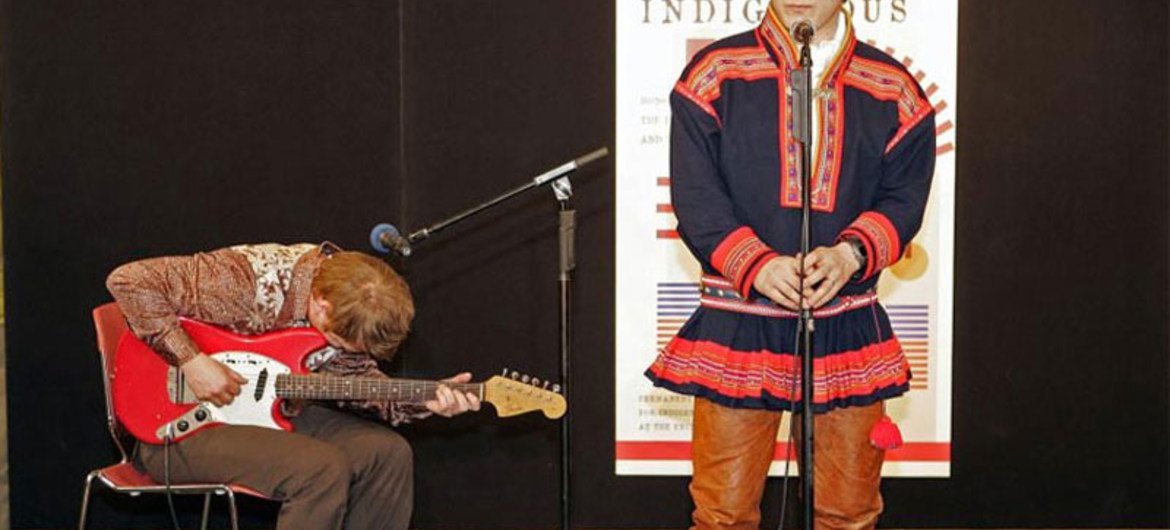 Sami musicians of Norway perform at the opening ceremony of a cultural exhibition held at UN Headquarters in recognition of the fifth session of the Permanent Forum on Indigenous Issues.