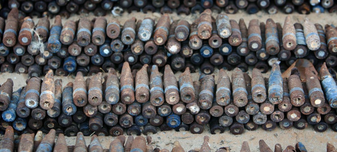 Weapons collected in Libya to prevent arms proliferation.