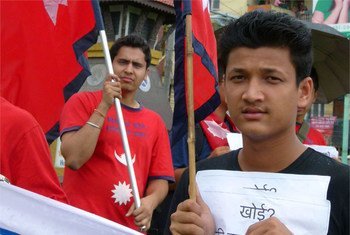Une manifestation dans les rues de Kathmandou en faveur de la rédaction d'une nouvelle constitution pour le Népal.
