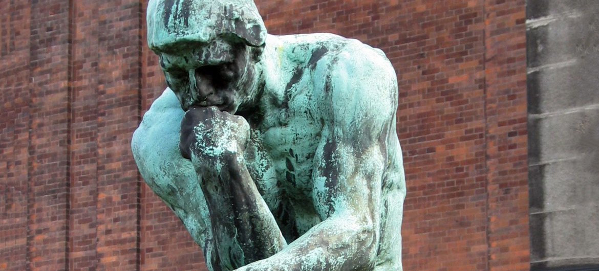 Sculpture "The Thinker" by Auguste Rodin. World Philosophy Day takes place every November.