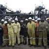 Des travailleurs de la mine de Greenside Colliery en Afrique du Sud en 2010.