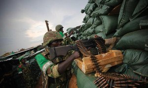 Burundi troops serving with African Union in Somalia in new positions in Deynile on the northernmost outskirts of Mogadishu.