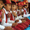 Elementary school students who know Saman a little perform on a special occasion at their school. © 2010 Centre for Research & Development of Culture, Indonesia