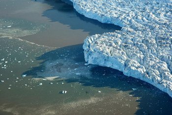 The impact of climate change on icebergs and glaciers.