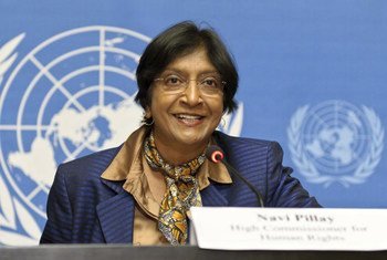 High Commissionner Navi Pillay at press conference on the launch of social media campaign on human rights