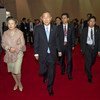 United Nations Secretary-General Ban Ki-moon and his wife during a private sector event
