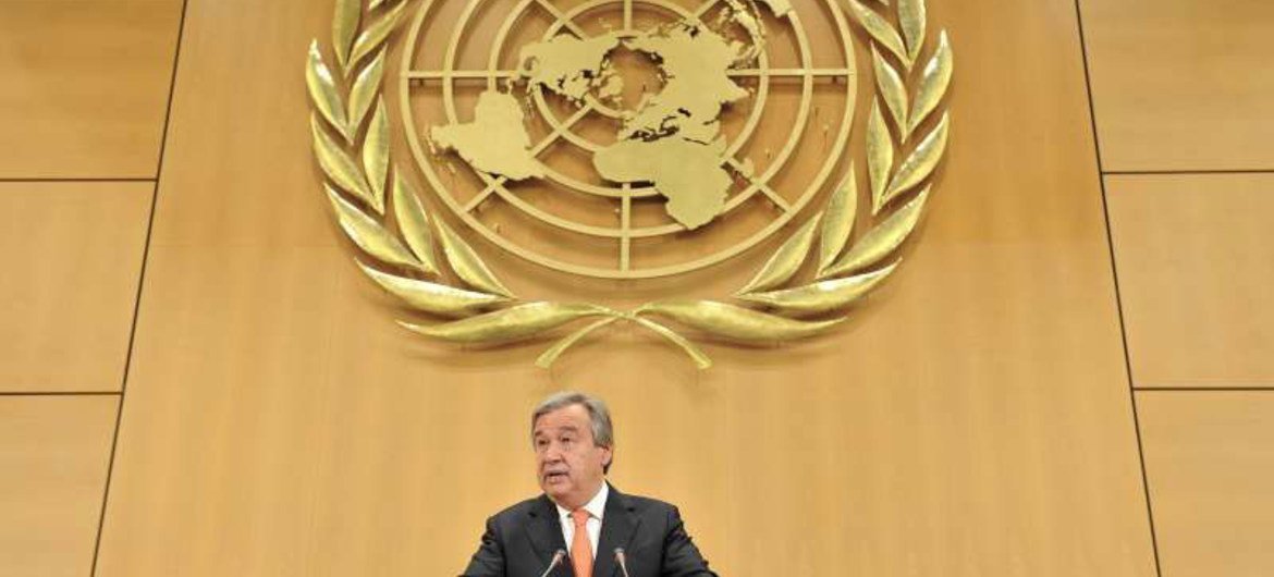 High Commissioner for Refugees António Guterres addresses landmark meeting on the displaced and stateless