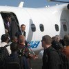 Le Secrétaire général Ban Ki-moon arrive en Somalie avec le Président de l'Assemblée générale, Nassir Al-Nasser.