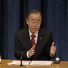 Secretary-General Ban Ki-moon speaking at year-end press conference at UN Headquarters in New York