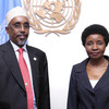Speaker of Somalia’s Parliament Sharif Hassan Sheikh Aden (left) with Deputy Secretary-General Asha-Rose Migiro