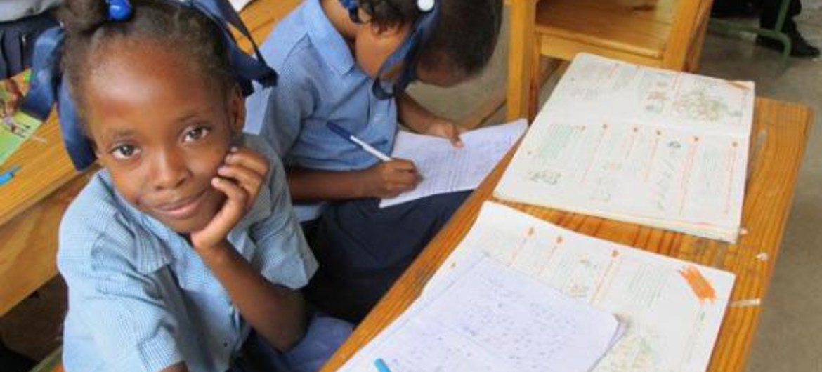 Children attending classes in Haiti