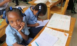 Children attending classes in Haiti