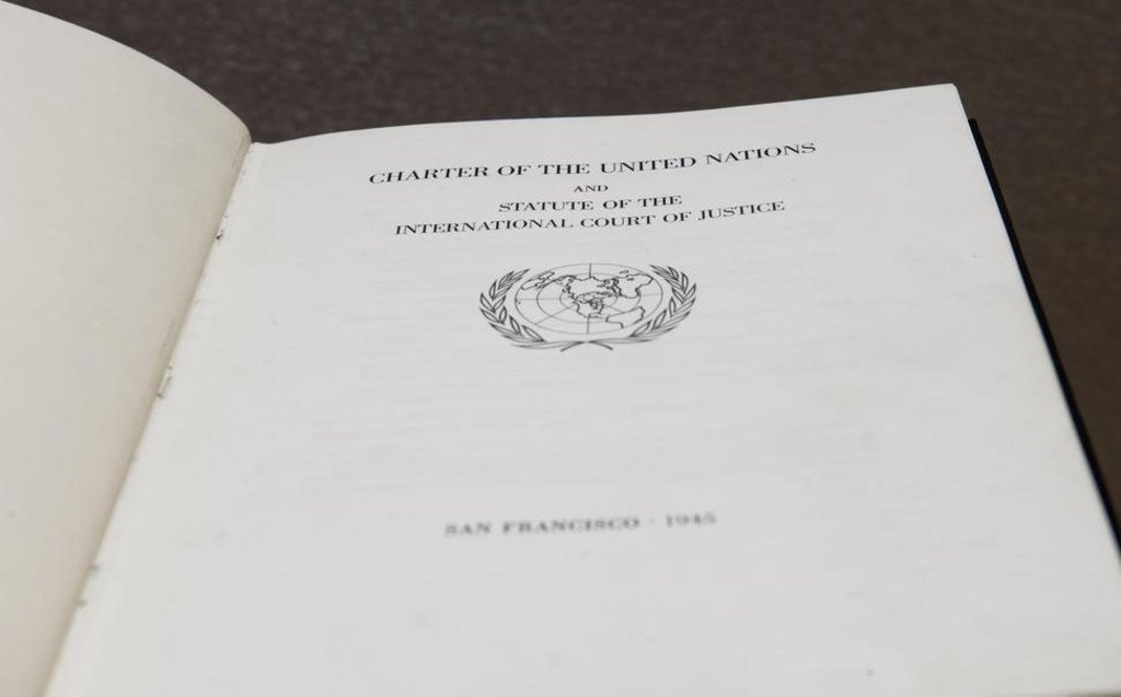 La copie originale de la Charte des Nations Unies conservée aux Archives nationales des Etats-Unis,à Washington DC