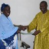 Judge Fatoumata Dembele Diarra, of the International Criminal Court (left) after signing agreement with Foreign Minister Soumeylou Boubeye Maiga of Mali.