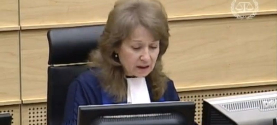 International Criminal Court judge Ekaterina Trendafilova reads summary of decision in the two Kenya cases