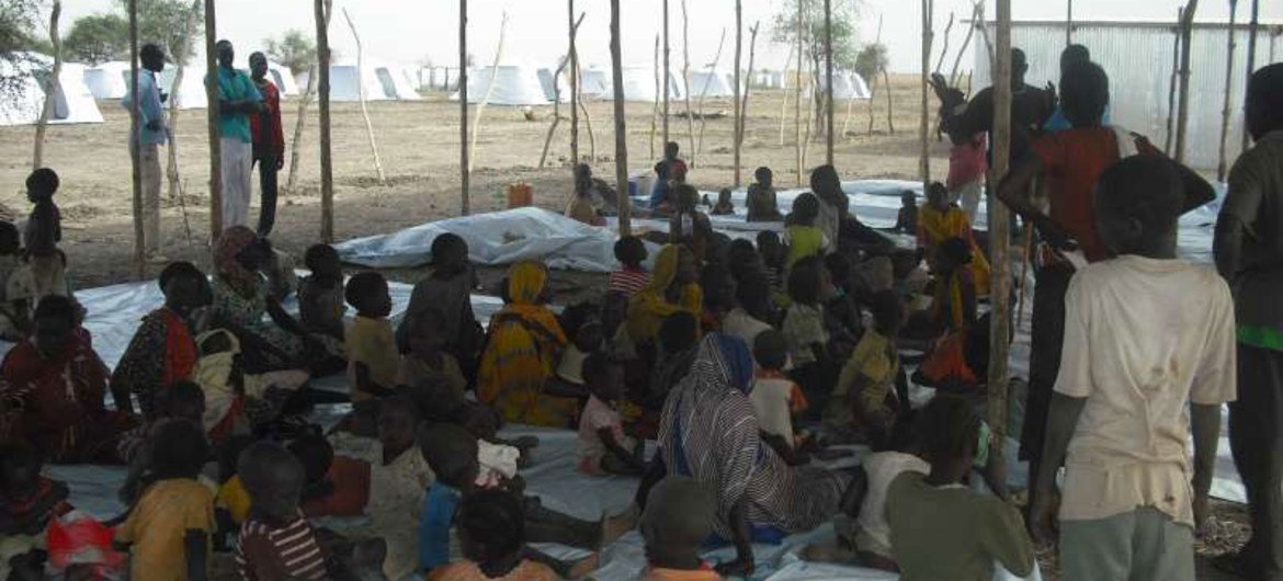 Sudanese refugees at a relocation site in South Sudan's Unity State.