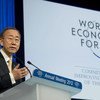 Le Secrétaire général Ban Ki-moon au Forum économique mondial de Davos. Photo ONU/Eskinder Debebe