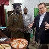 Dmitry Titov (right) during his meeting with Hassan Abdulgader, State Director of Prisons of North Darfur.