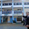 Secretary-General Ban Ki-moon  visits an UNRWA-run school for girls Khan Younis, southern Gaza.