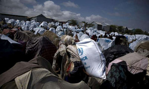 Un site accueillant des déplacés somaliens à Mogadiscio. Photo HCR/S. Modola.