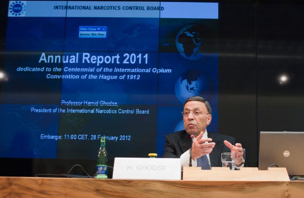 Hamid Ghodse, President of the International Narcotics Control Board, launches 2011 annual report.