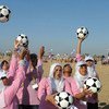 (من الأرشيف) فتيات يتدربن على كرة القدم