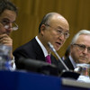 IAEA Director General Yukiya Amano (centre) addresses the March 2012 Board of Governors meeting in Vienna, Austria.