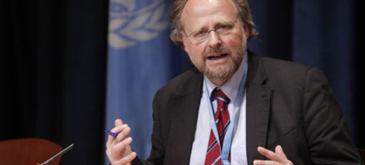 Le Rapporteur spécial sur la liberté de religion ou de croyance, Heiner Bielefeldt. Photo ONU/Paulo Filgueiras