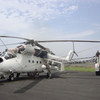 Ukrainian Mi-24 tactical helicopter provided to MONUSCO on the tarmac of Goma airport in the DRC.