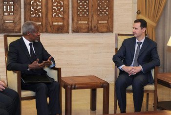 L'Envoyé spécial Kofi Annan et le Président syrien Bachar al-Assad. Photo ONU/Reuters/SANA