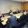 Le Secrétaire général Ban Ki-moon en réunion avec les membres du Quatuor. Photo ONU/Eskinder Debebe