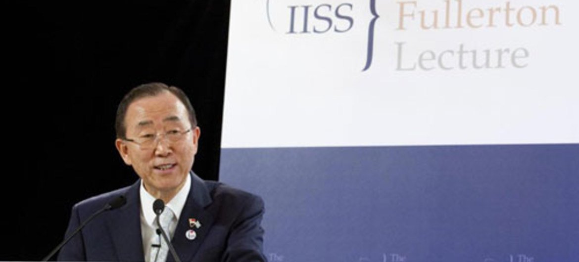 Le Secrétaire général Ban Ki-moon à Singapour. Photo ONU/Eskinder Debebe