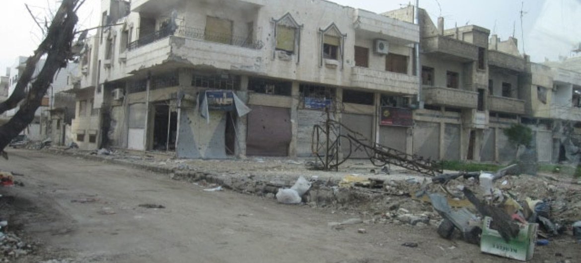 The city of Homs in Syria has been extensively damaged by government shelling.