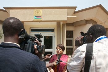 Radhika Coomaraswamy, SRSG for Children and Armed Conflict  speaks to the press in South Sudan.