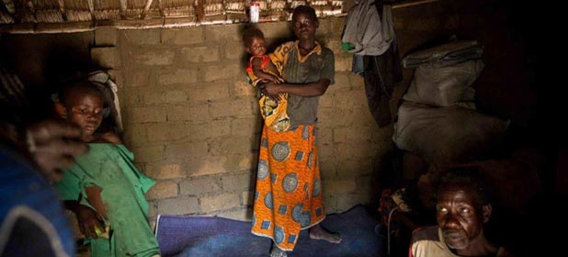 Congolese villagers displaced by LRA attacks find shelter with host families in Dungu.
