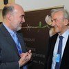 UN Messenger of Peace Elie Wiesel (right) speaks with Amb. Ron Prosor of Israel at event marking the 50th anniversary of the trial of Adolf Eichmann.