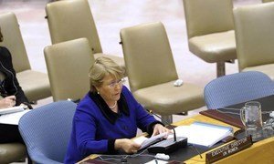 Executive Director of UN Women Michelle Bachelet addresses Security Council meeting on Women, Peace and Security.