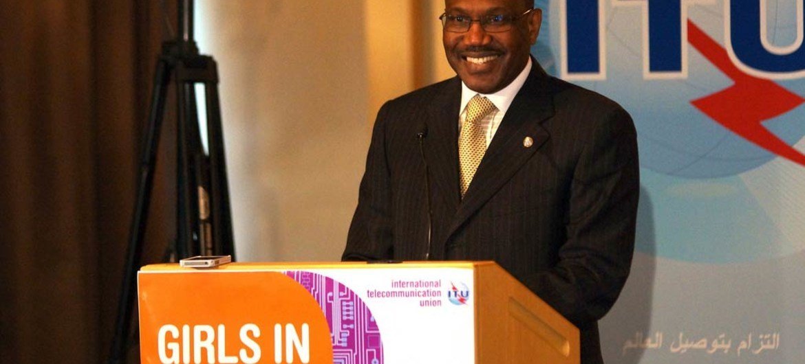 ITU Secretary-General Hamadoun Touré addresses the Girls in ICT Day event in New York.